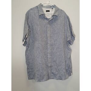 Rochester mens 2xl shirt gray 100% linen shortsleeve button down nwot
